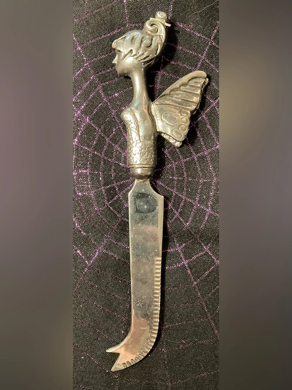 Silver Tone Fairy-Handle Cheese Knife